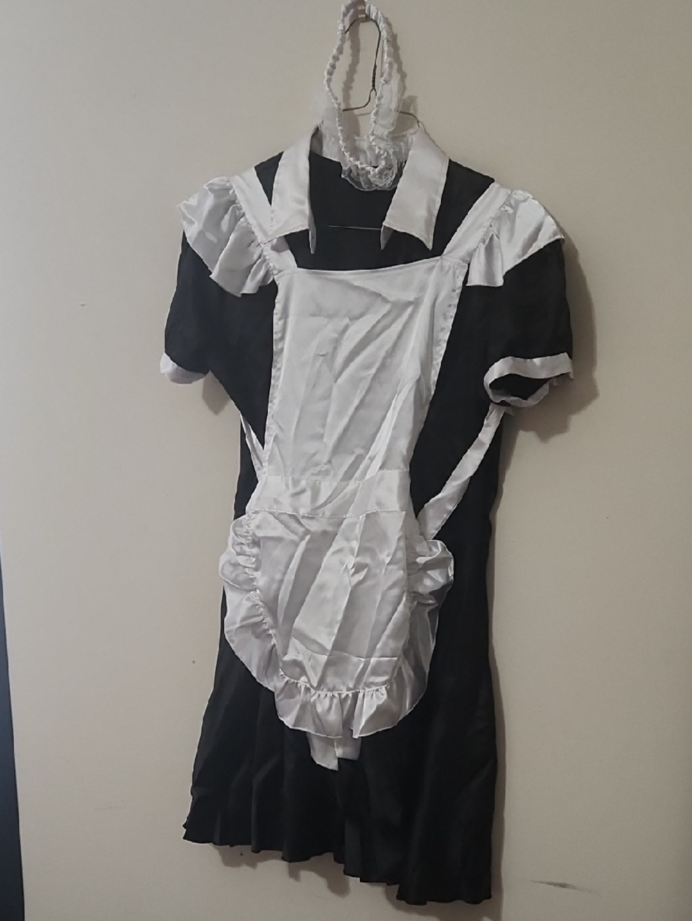Black and White French Maid Costume Dress with Apron